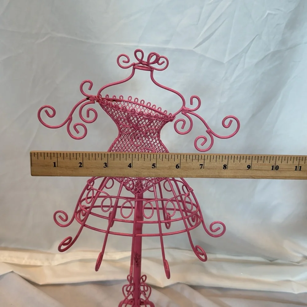 Lot of 3 Elegant Pink and White Metal Jewelry Display Stands